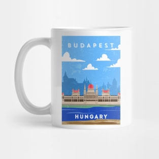 Budapest, Hungary. Retro travel minimalist poster Mug